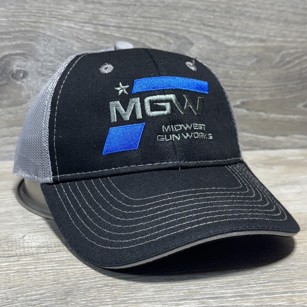 Midwest Gun Works MGW Hat Cap Strap Back One Size Black Gray Trucker Mesh Mens